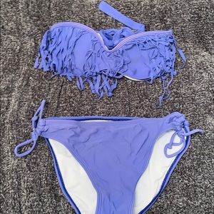 Strapless royal blue bikini